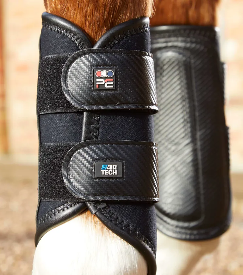 Premier Equine Carbon AirTech Double Locking Brushing Boots in Black-1