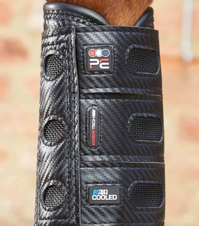 Premier Equine Carbon Air Tech Cooled Eventing Boots Front in Black-7