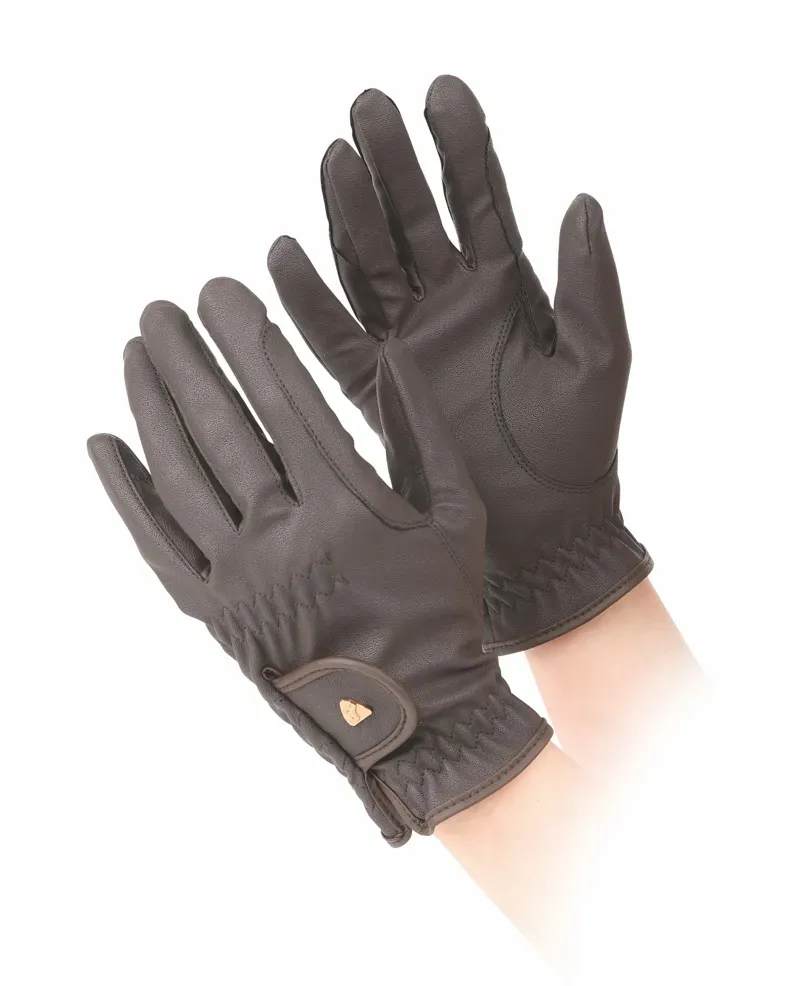 Aubrion PU Riding Gloves in Brown