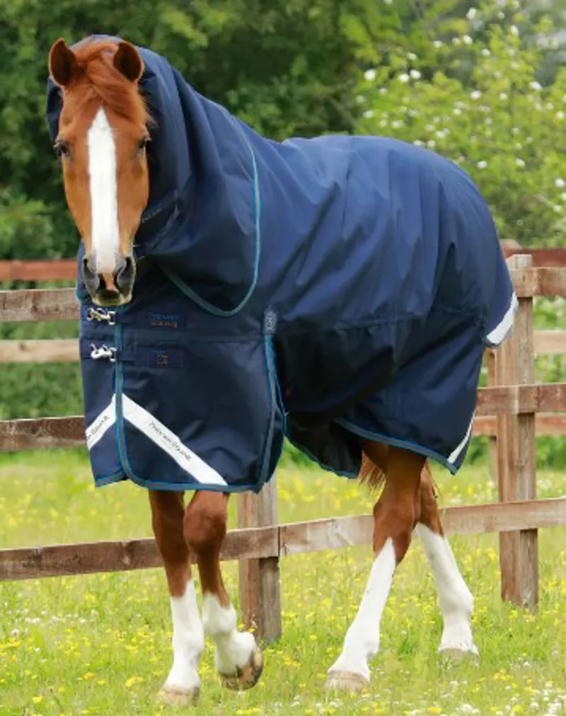 Premier Equine 200gm Titan Storm Combo Turnout Rug with Snug Fit Neck Navy 6'3
