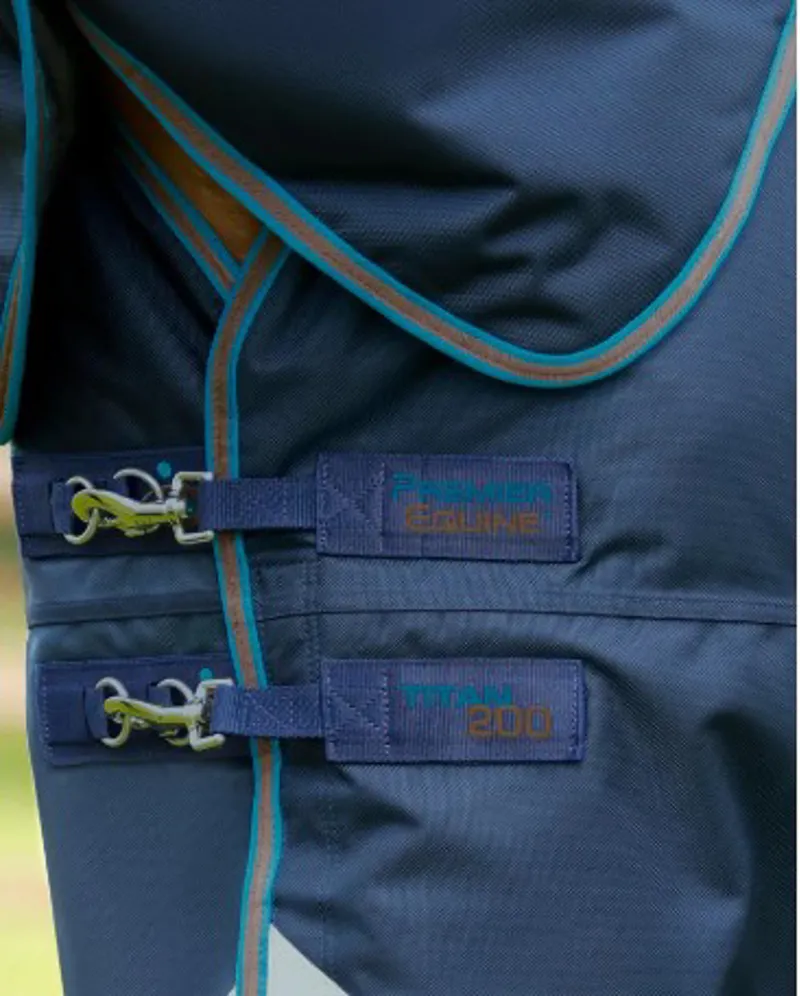 Premier Equine 200gm Titan Storm Combo Turnout Rug with Snug Fit Neck Navy 6'3-2