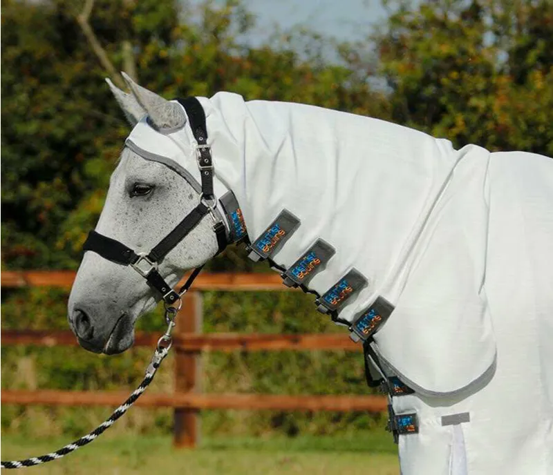 Premier Equine Buster Sweet Itch Rug with Belly Flap White -1