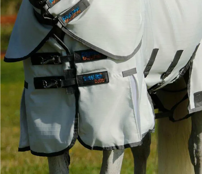 Premier Equine Buster Sweet Itch Rug with Belly Flap White -4