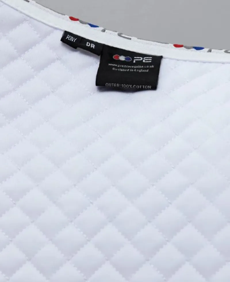 Premier Equine Plain Cotton Dressage Square in White-4