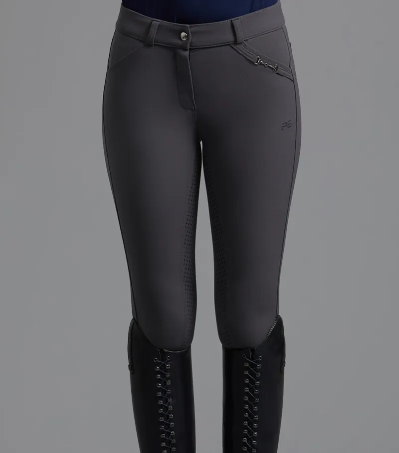 Premier Equine Delta Gel Seat Riding Breeches in Anthraucite-2