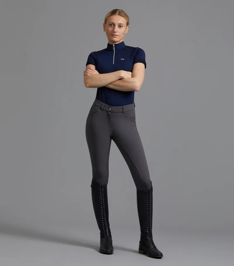 Premier Equine Delta Gel Seat Riding Breeches in Anthraucite-5