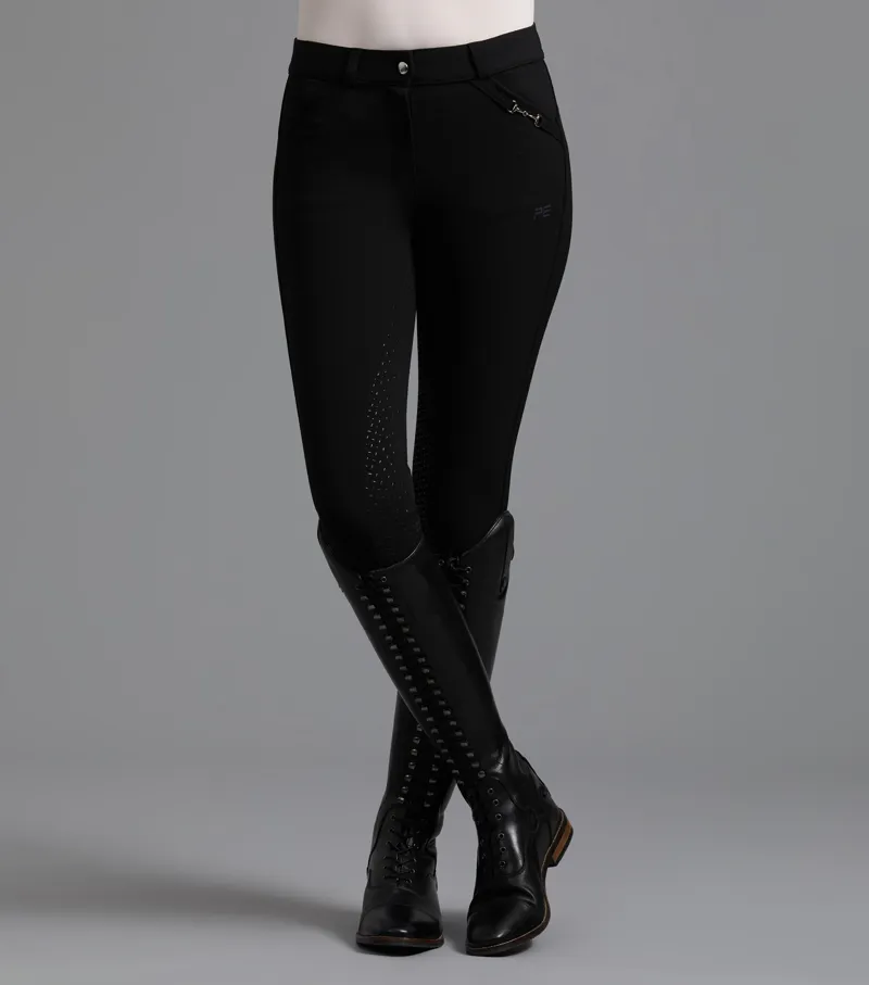 Premier Equine Delta Ladies Seat Gel Riding Breeches in Black-2