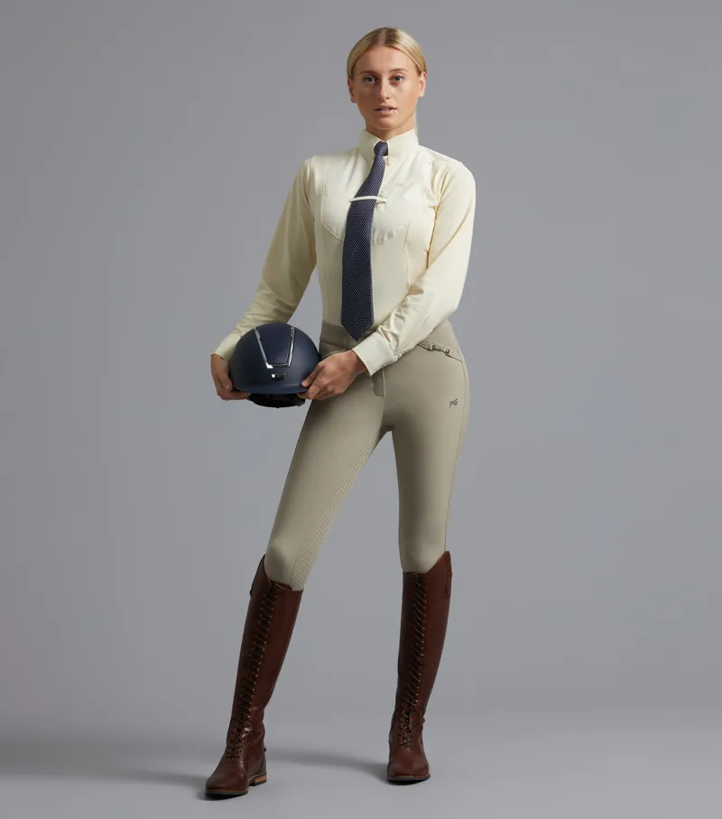 Premier Equine Delta Gel Seat Riding Breeches in Beige-4