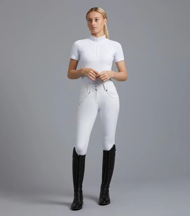 Premier Equine TORINO Gel Seat Riding Breeches in White-4