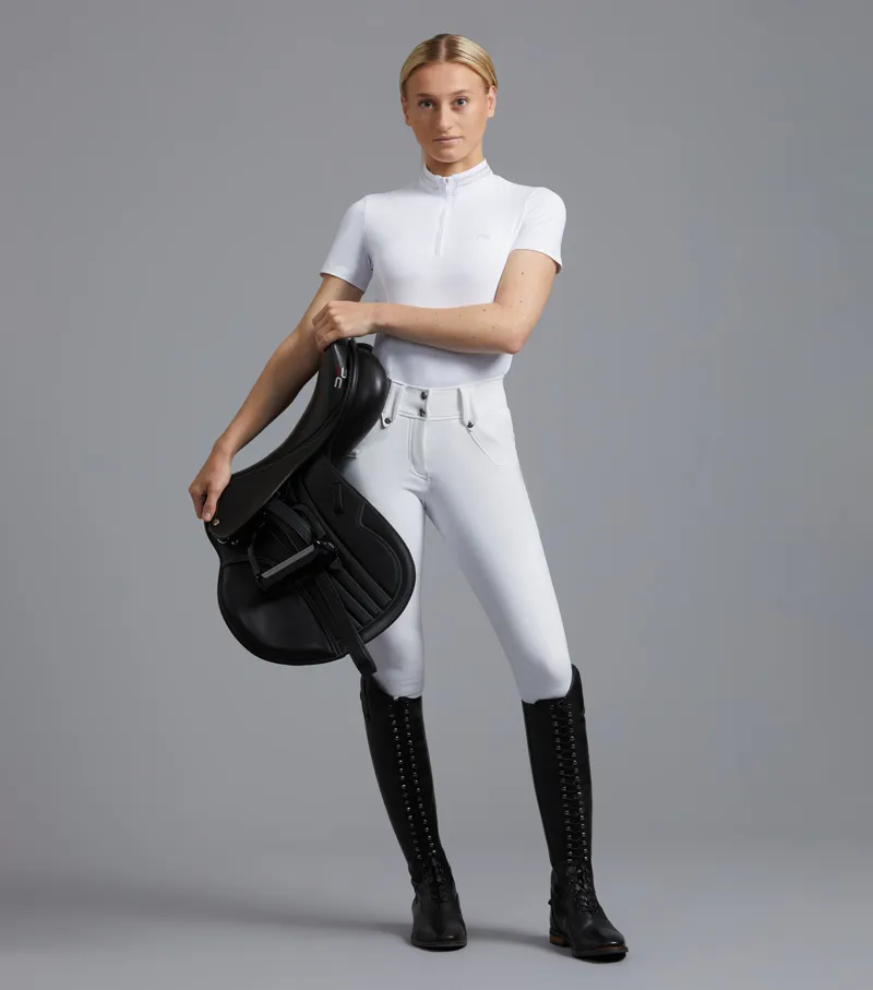 Premier Equine TORINO Gel Seat Riding Breeches in White-3