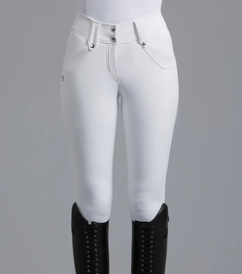 Premier Equine TORINO Gel Seat Riding Breeches in White-2