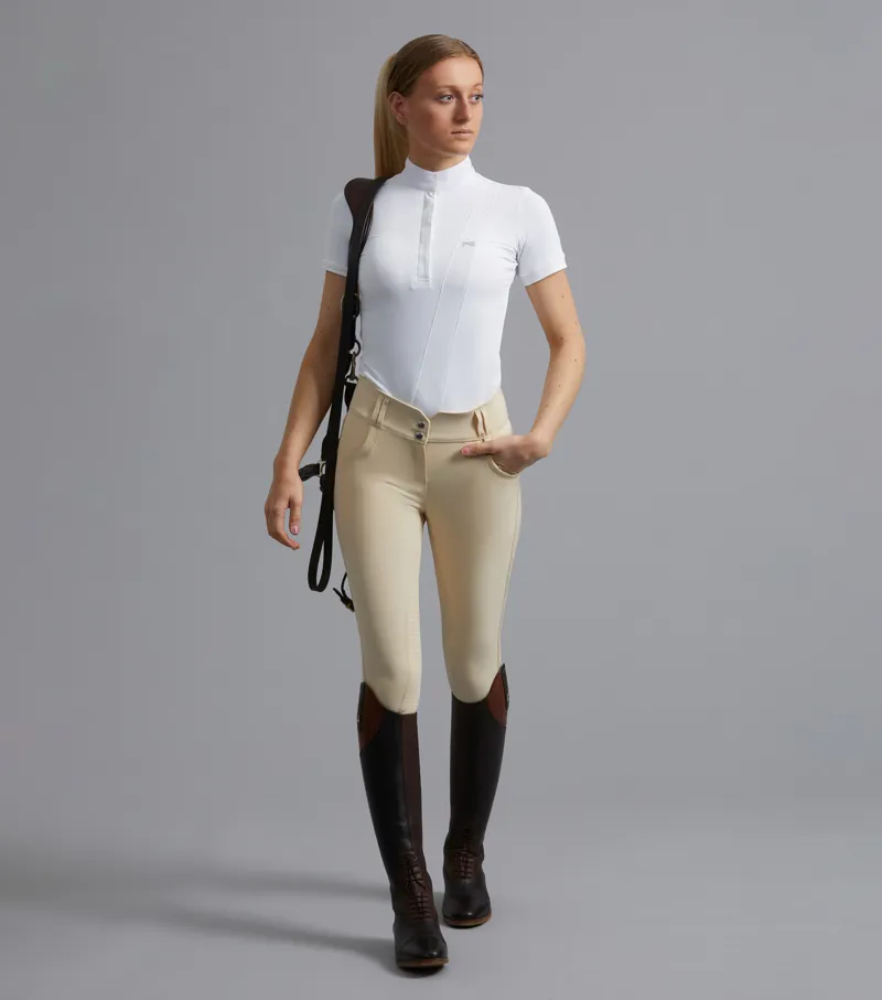 Premier Equine Sophia Ladies Seat High Waist Riding Breeches in Vanilla