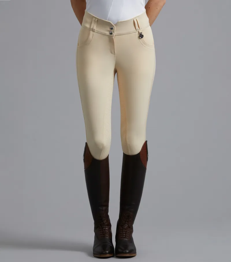 Premier Equine Sophia Ladies Seat High Waist Riding Breeches in Vanilla-1