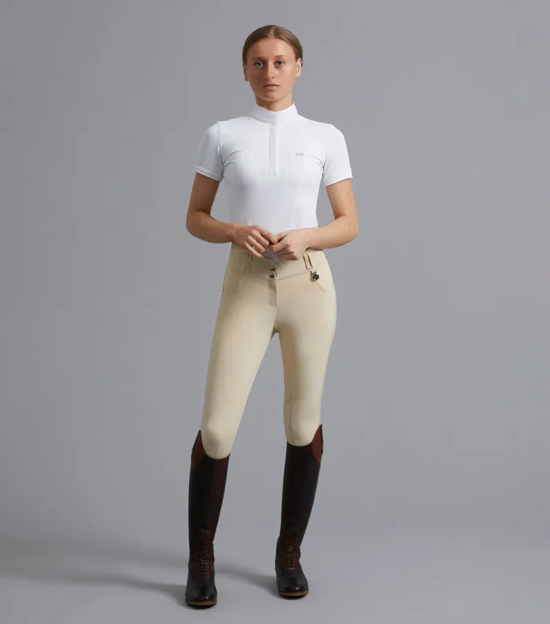 Premier Equine Sophia Ladies Seat High Waist Riding Breeches in Vanilla-6