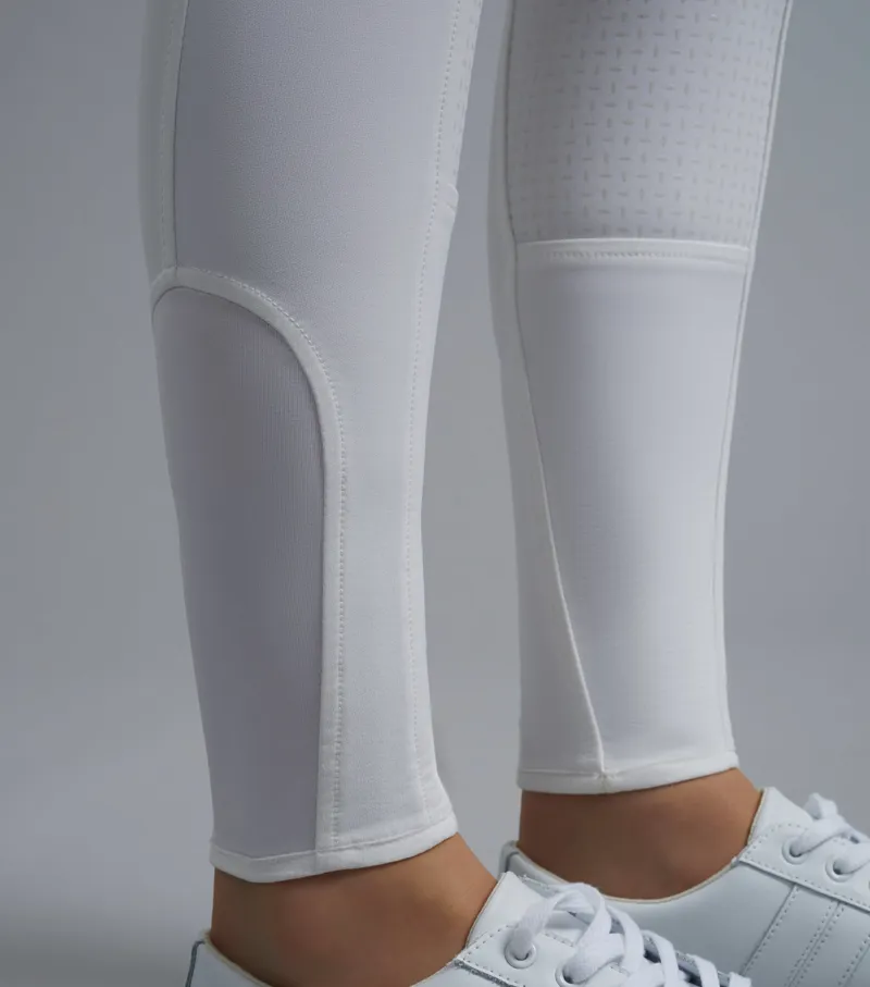 Premier Equine Sophia Ladies Seat High Waist Riding Breeches in White-4