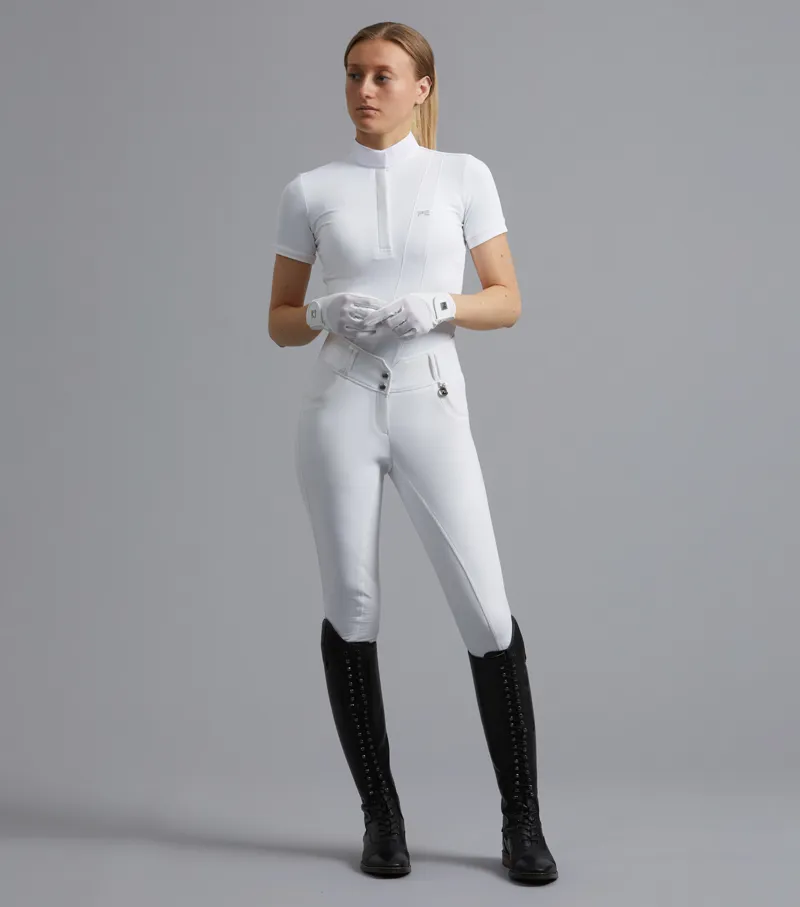 Premier Equine Sophia Ladies Seat High Waist Riding Breeches in White-1