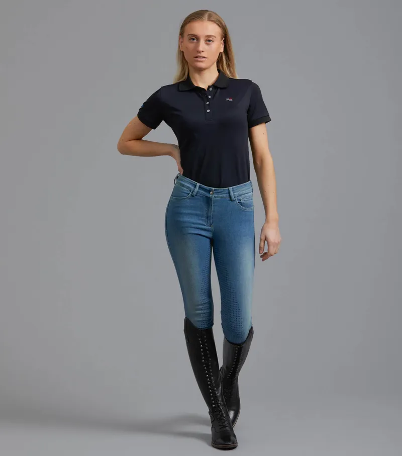 Premier Equine Gina Ladies Seat Denim Breeches in Denim