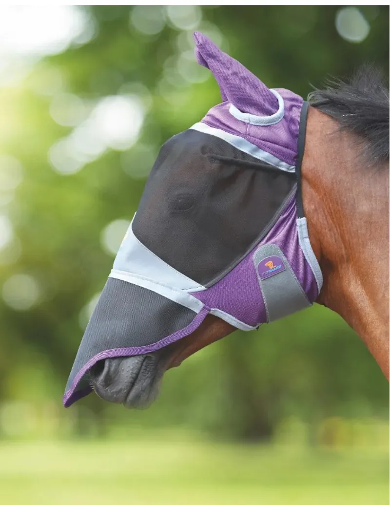 Shires FlyGuard Pro Deluxe Fly Mask With Ears And Nose Purple