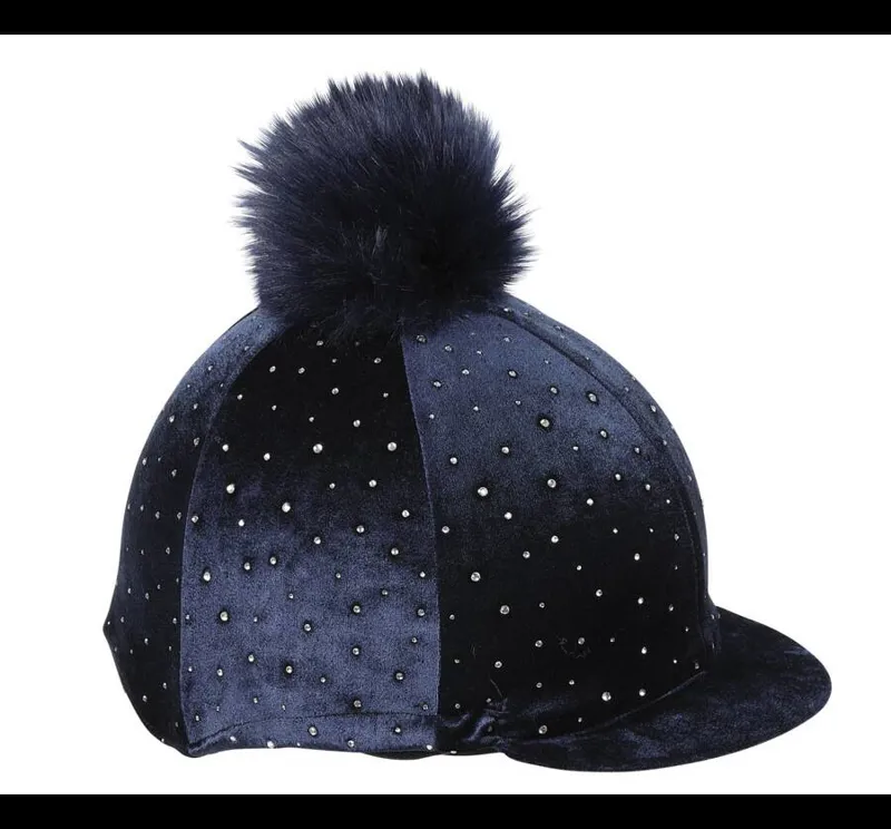 Shires Velvet Sparkle Hat Cover In Navy