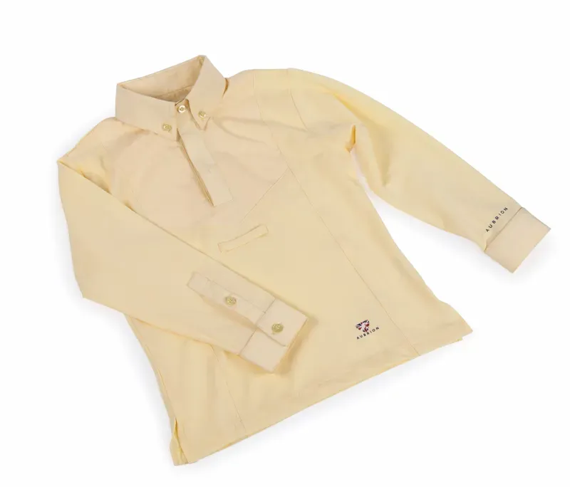 Shires Aubrion Kids Long Sleeve Tie Shirt in Yellow