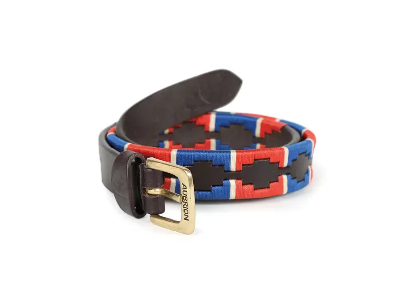 Shires Aubrion Drover Skinny Polo Belt Navy Red