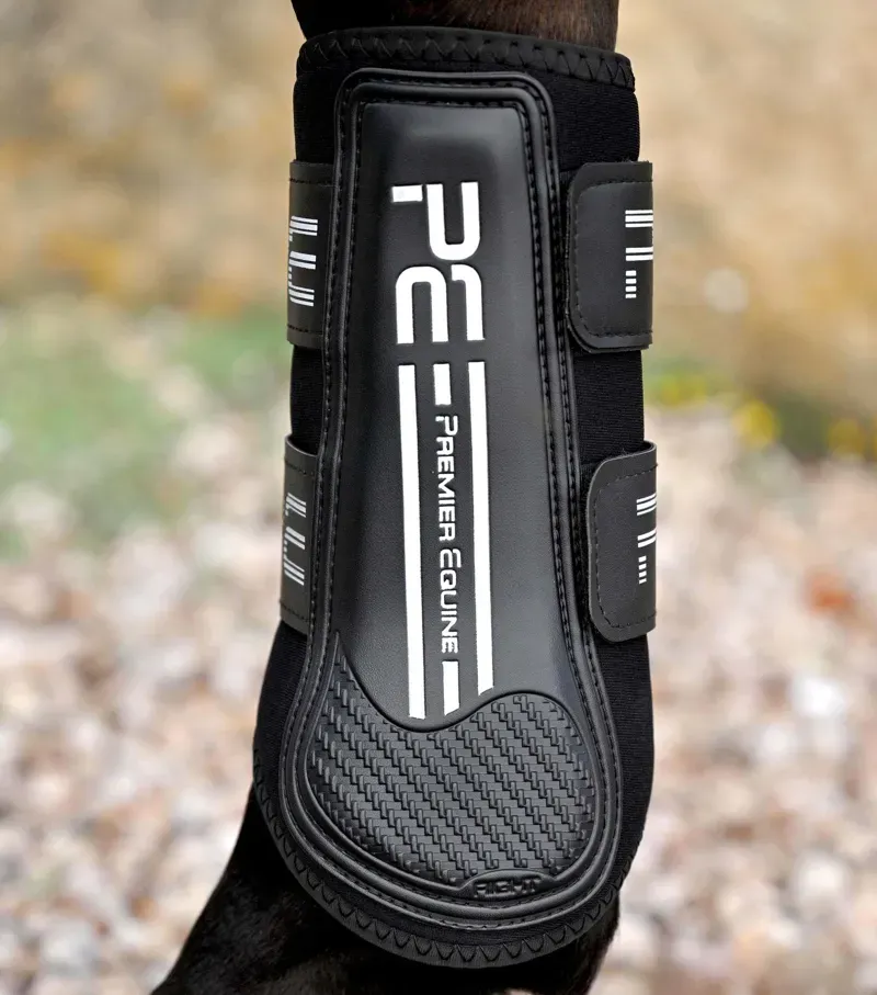 Premier Equine Medium Air Velox Single Locking Brushing Boots in Black-1