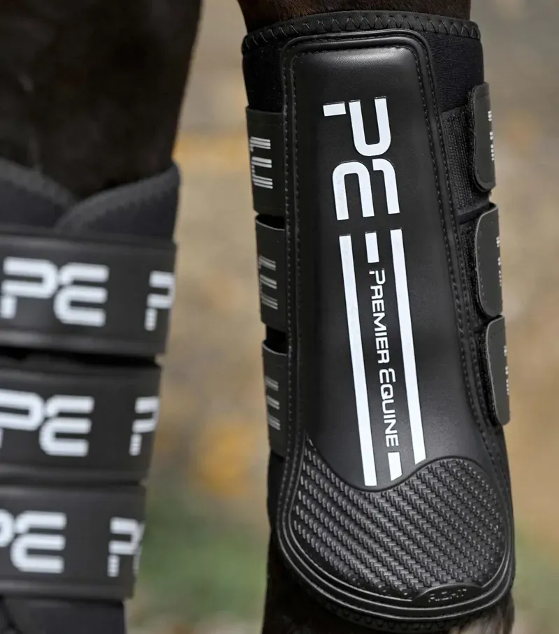 Premier Equine Medium Air Velox Single Locking Brushing Boots in Black-3