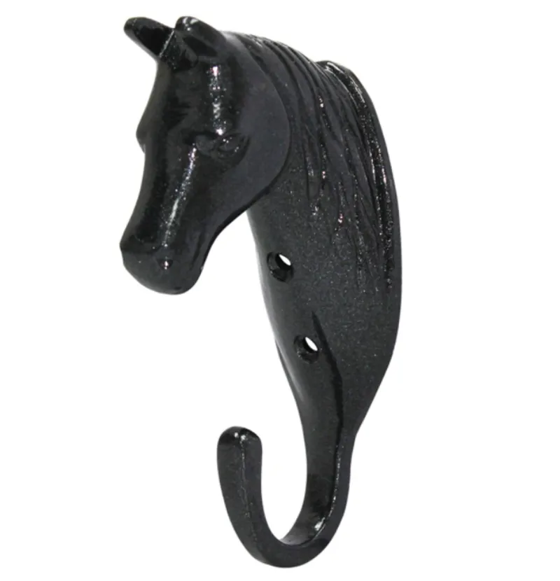 Perry Equestrian Horse Head Single Stable/Wall Hook in Black