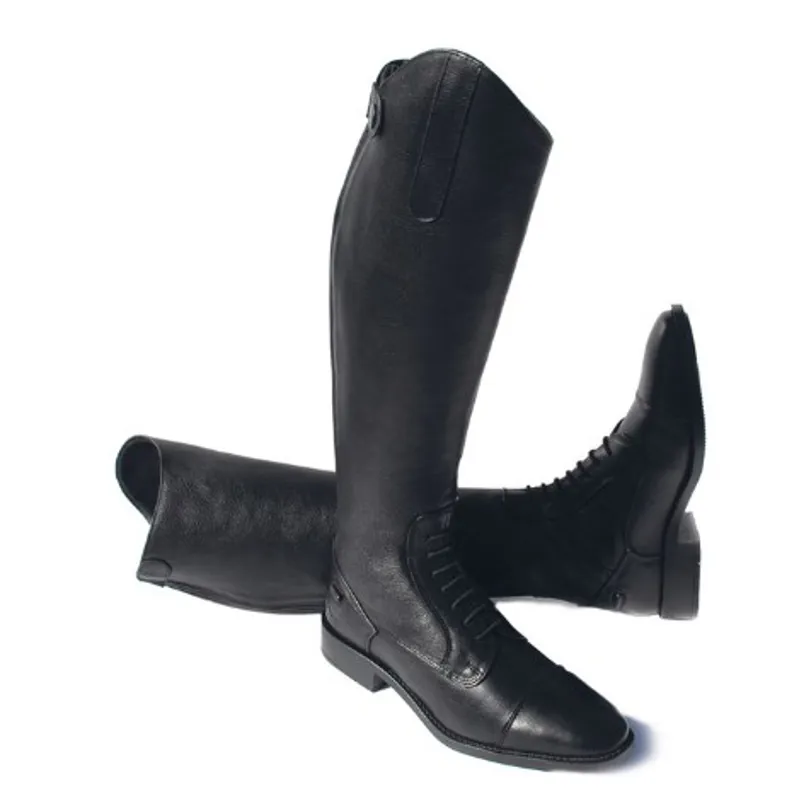 Rhinegold Elite Xshort Luxus Leather Laced Riding Boots Black