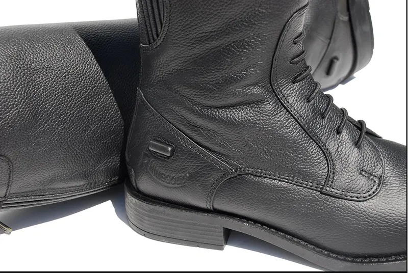 Rhinegold Elite Xshort Luxus Leather Laced Riding Boots Black-1