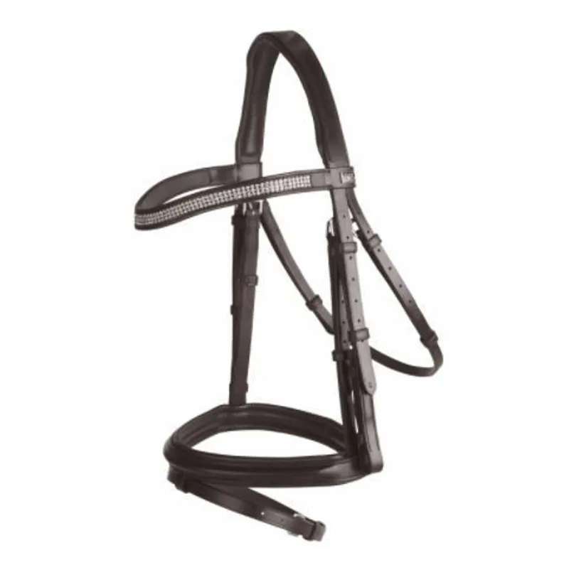 GFS Monarch Crystal Flash Bridle with Rubber Reins Havana