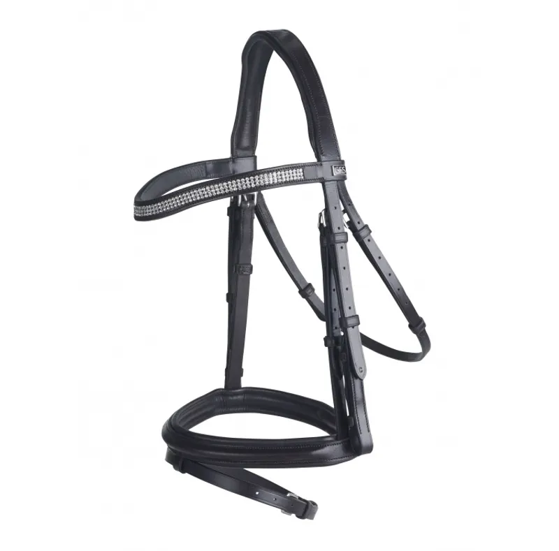 GFS Monarch Crystal Flash Bridle with Rubber Reins Black
