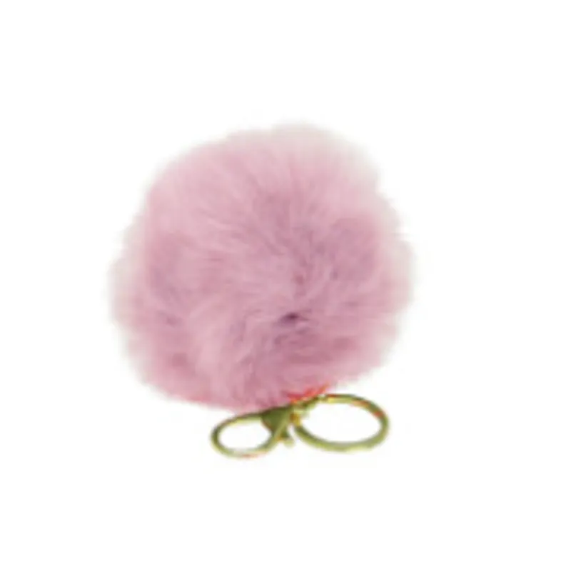 Hy Equestrian Faux Fur Pom Pom Key Ring in Pink
