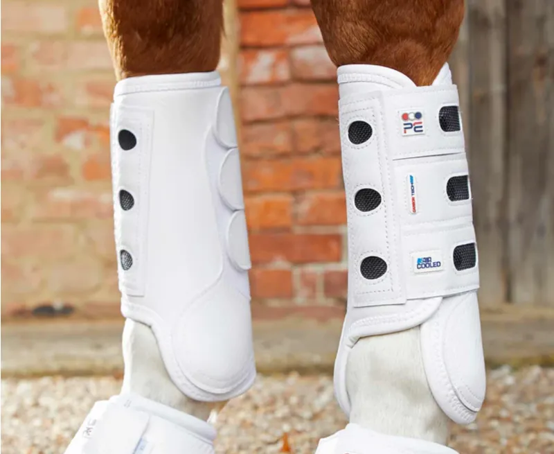 Premier Equine Carbon Air Tech Cooled Eventing Boots Front White MEDIUM