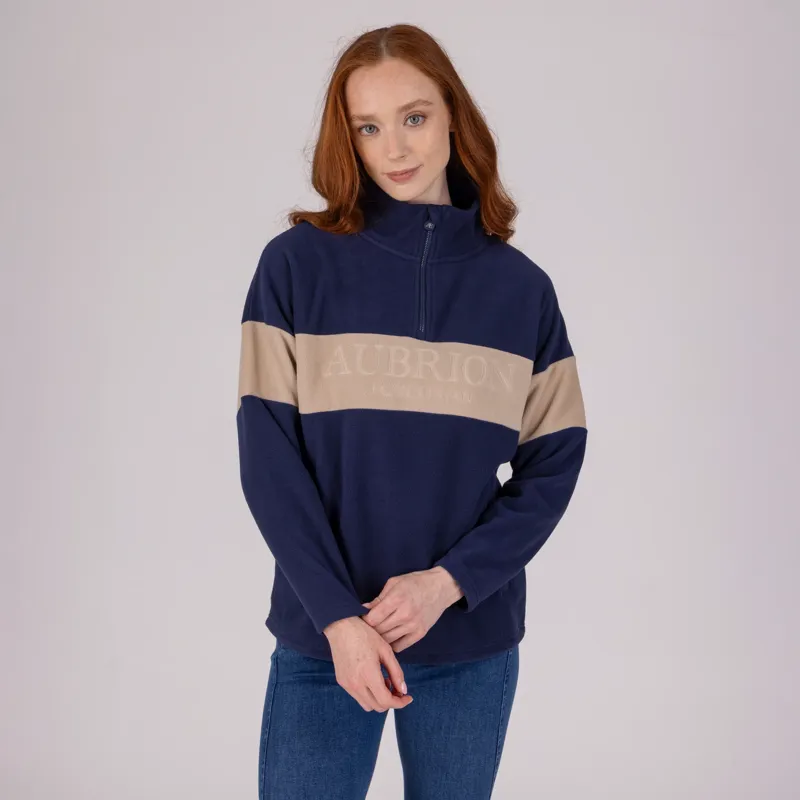 Aubrion Equestrian Quarter Zip Fleece MIDNIGHT/TAUPE