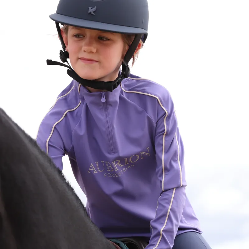 Aubrion Equestrian Long Sleeve Base Layer -Young Rider HEATHER