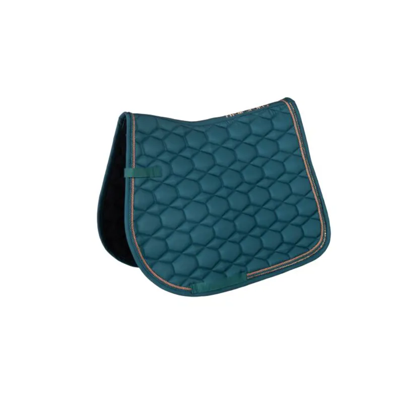 HKM Glamour Saddle Pad GP Style Pony Size Petrol/Rose Gold