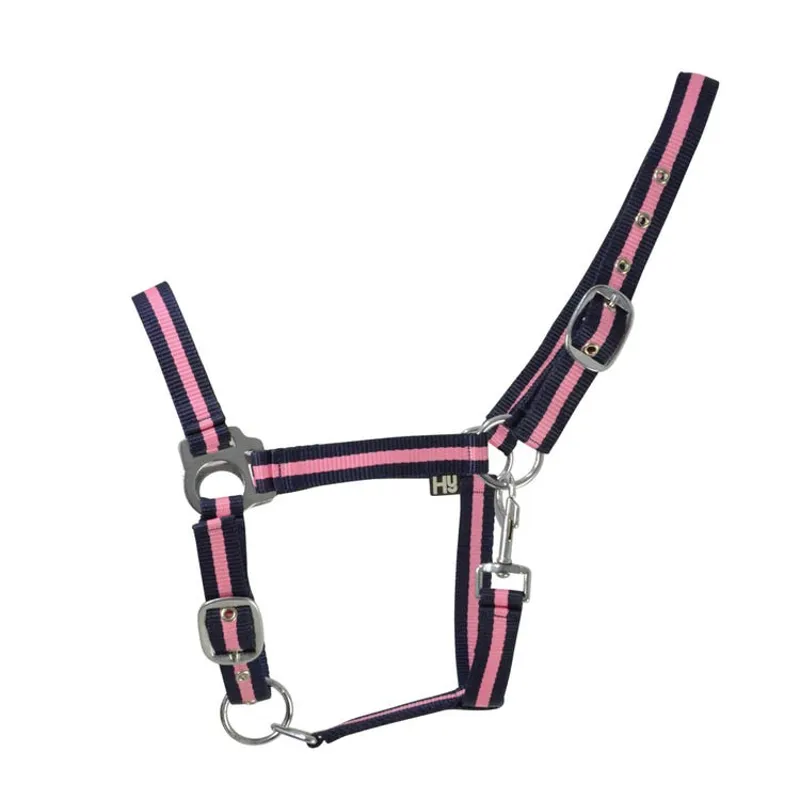 Hy Equestrian Economy Plus Two-Tone Head Collar - - Navy/Baby Pink