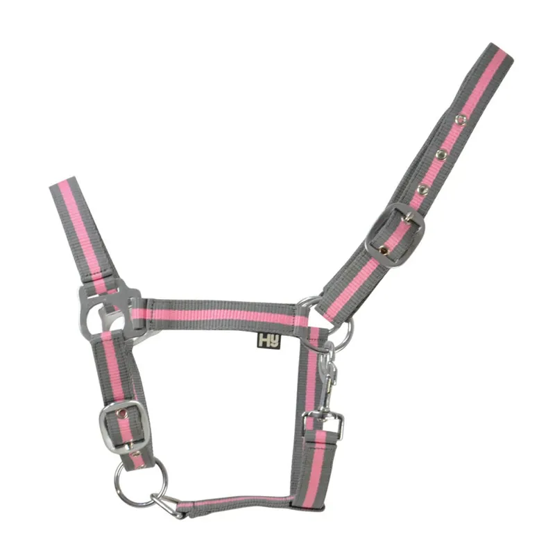 Hy Equestrian Economy Plus Two-Tone Head Collar - - Grey/Baby Pink