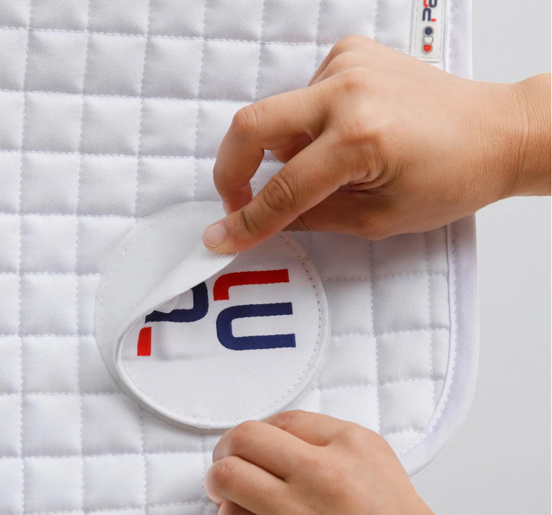 Premier Equine Close Contact Cotton Dressage Square with Numbers White FULL-1