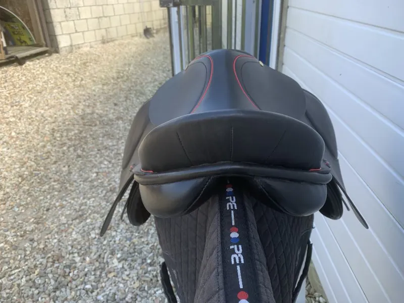 15 Black with Red Piping Pony Saddle refurbished by Kirkland Saddlery-4