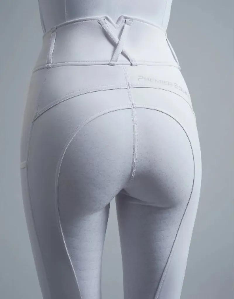Premier Equine Electra Ladies Full Seat Gel Riding Tights White-1
