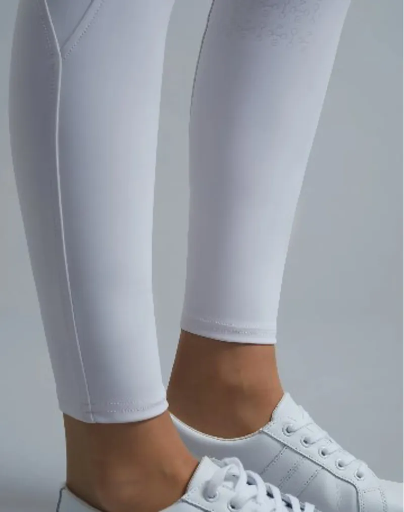 Premier Equine Electra Ladies Full Seat Gel Riding Tights White-3