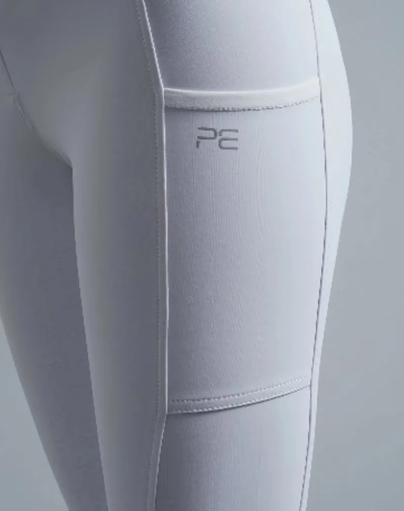 Premier Equine Electra Ladies Full Seat Gel Riding Tights White-2