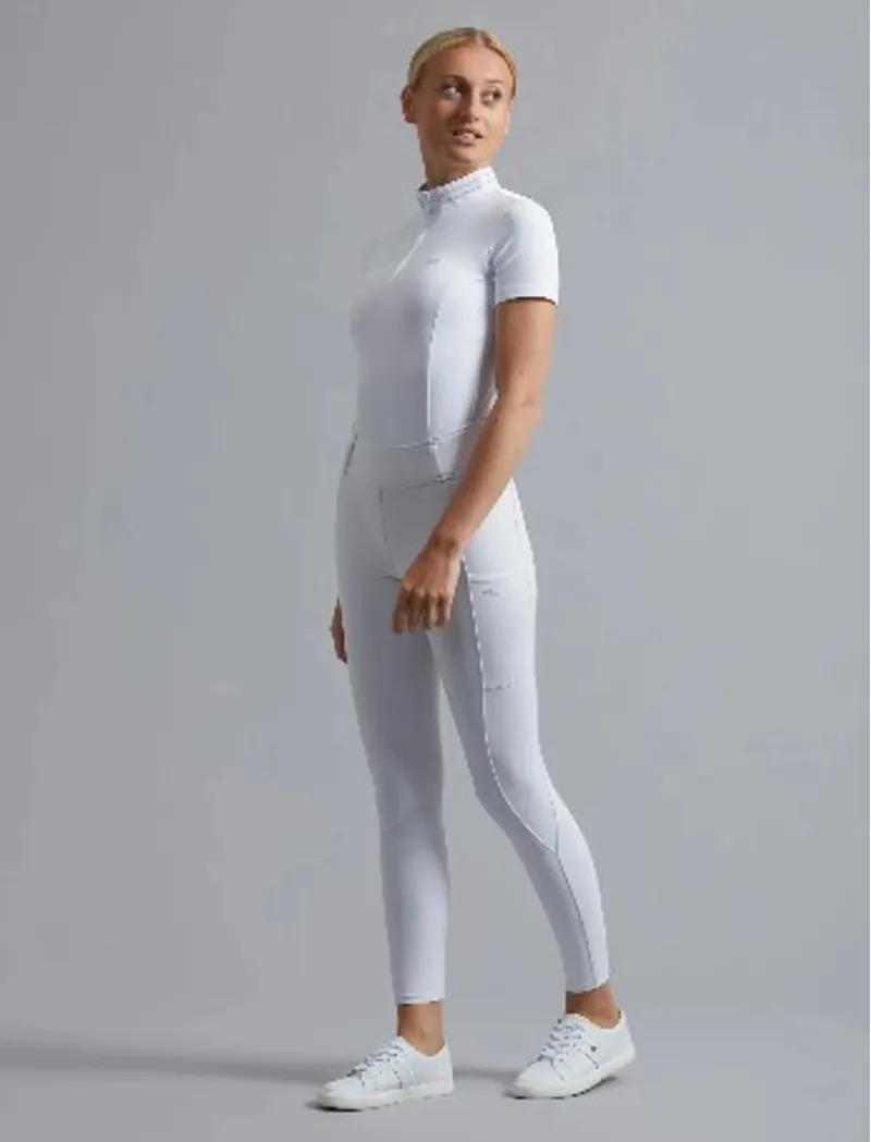 Premier Equine Electra Ladies Full Seat Gel Riding Tights White-4