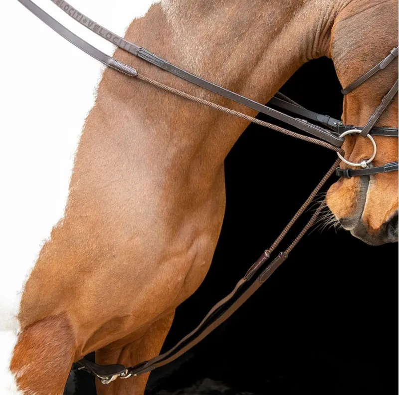 Shires Velociti Gara Elasticated Draw Reins Havana One Size