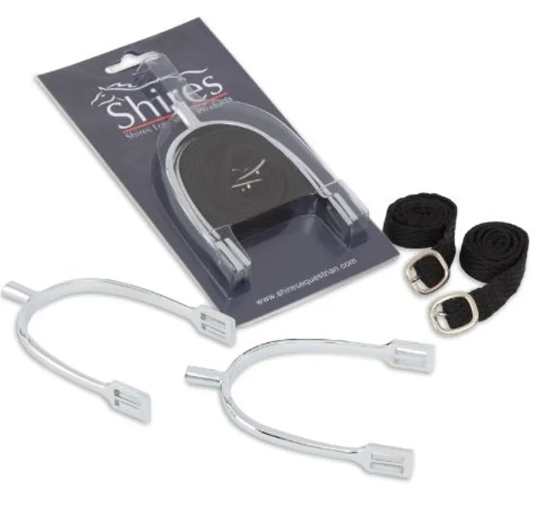 Shires Silver Spurs and Black Straps Pack