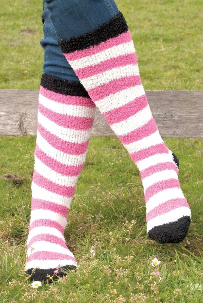 Rhinegold Soft Touch Knee Socks Pink/ White
