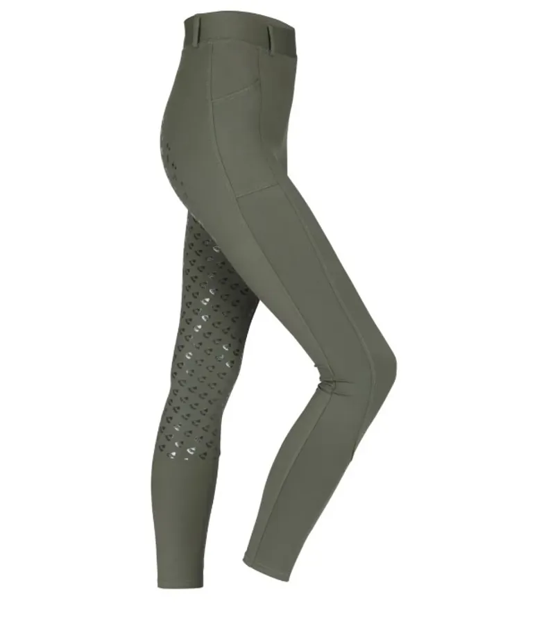 Shires Aubrion Albany Riding Tights - Young Rider Deep Green