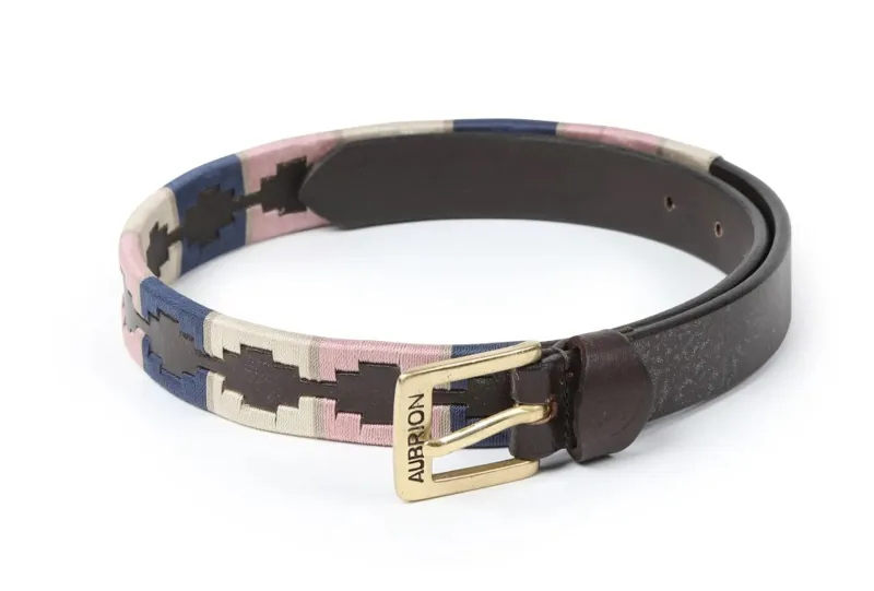 Aubrion Drover Skinny Polo Belt NAVY/PINK/NATURAL